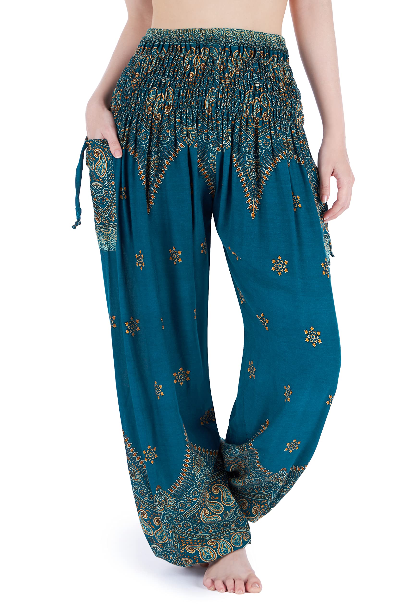 Lannaclothesdesign Harem Pants Women High Waist Bohemian Yoga Pants with Pockets - Boho Hippie Clothes