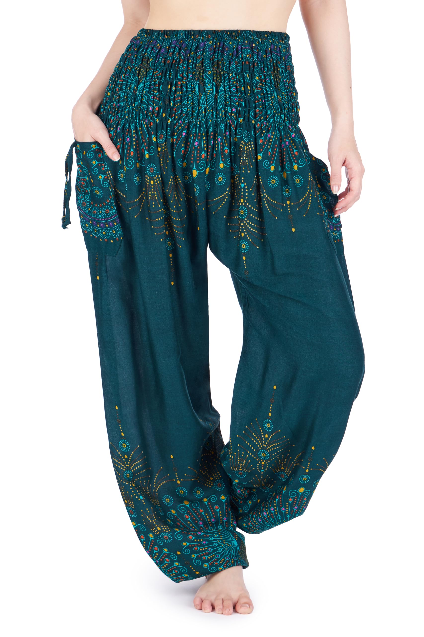 Lannaclothesdesign Harem Pants Women High Waist Bohemian Yoga Pants with Pockets - Boho Hippie Clothes