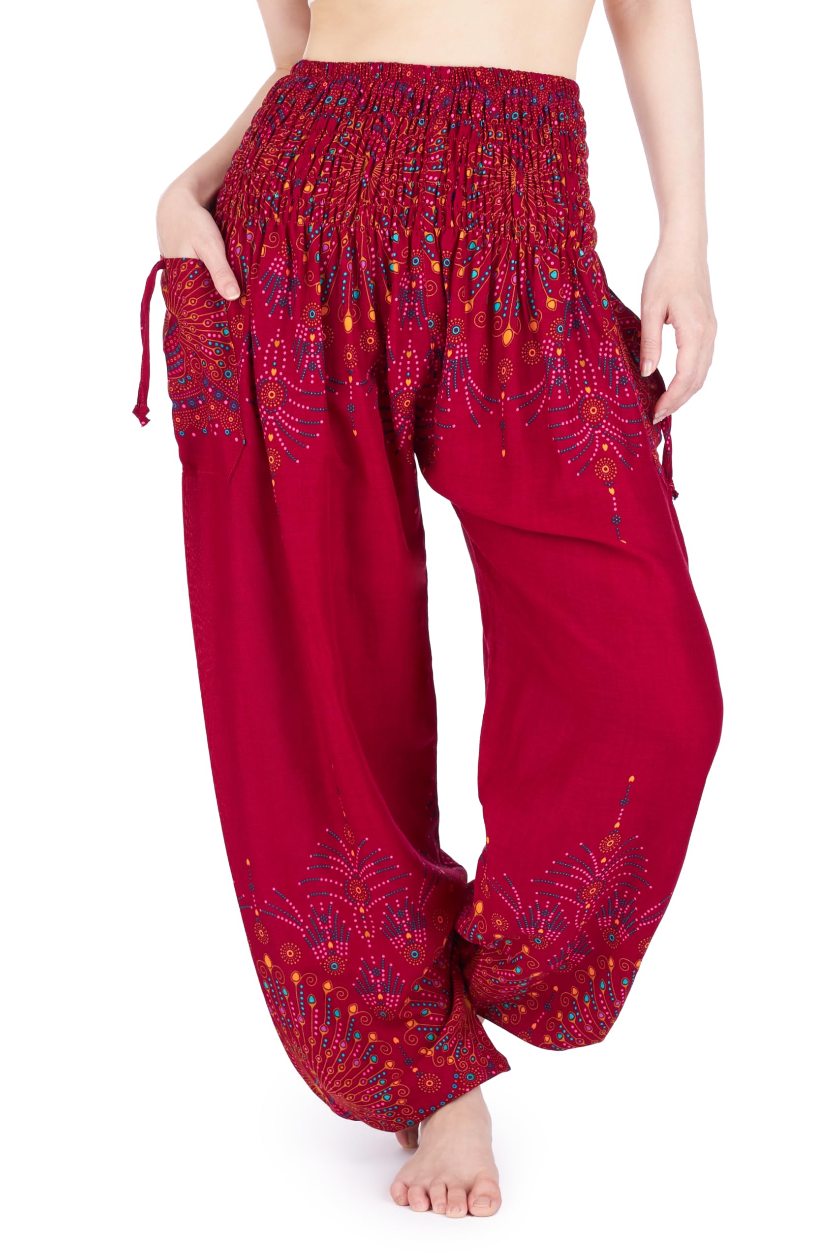 Lannaclothesdesign Harem Pants Women High Waist Bohemian Yoga Pants with Pockets - Boho Hippie Clothes