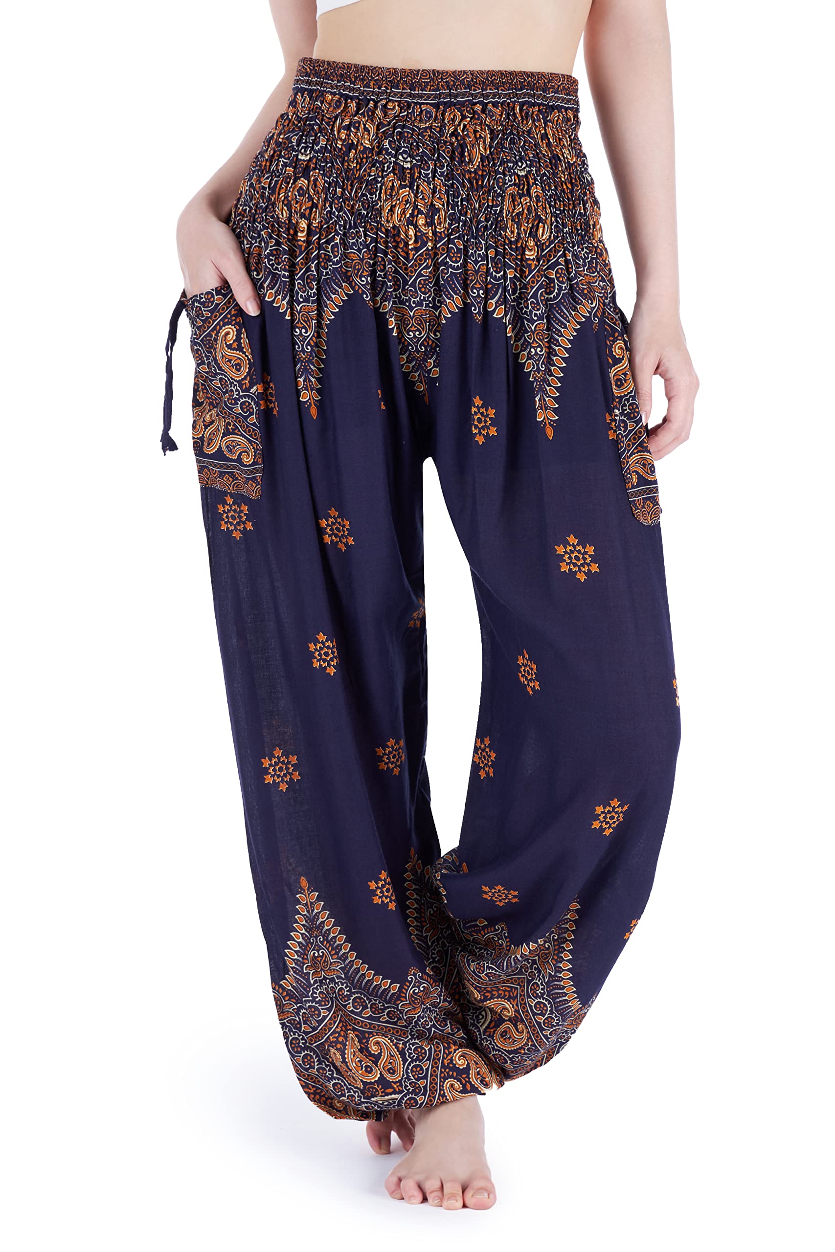 Lannaclothesdesign Harem Pants Women High Waist Bohemian Yoga Pants with Pockets - Boho Hippie Clothes