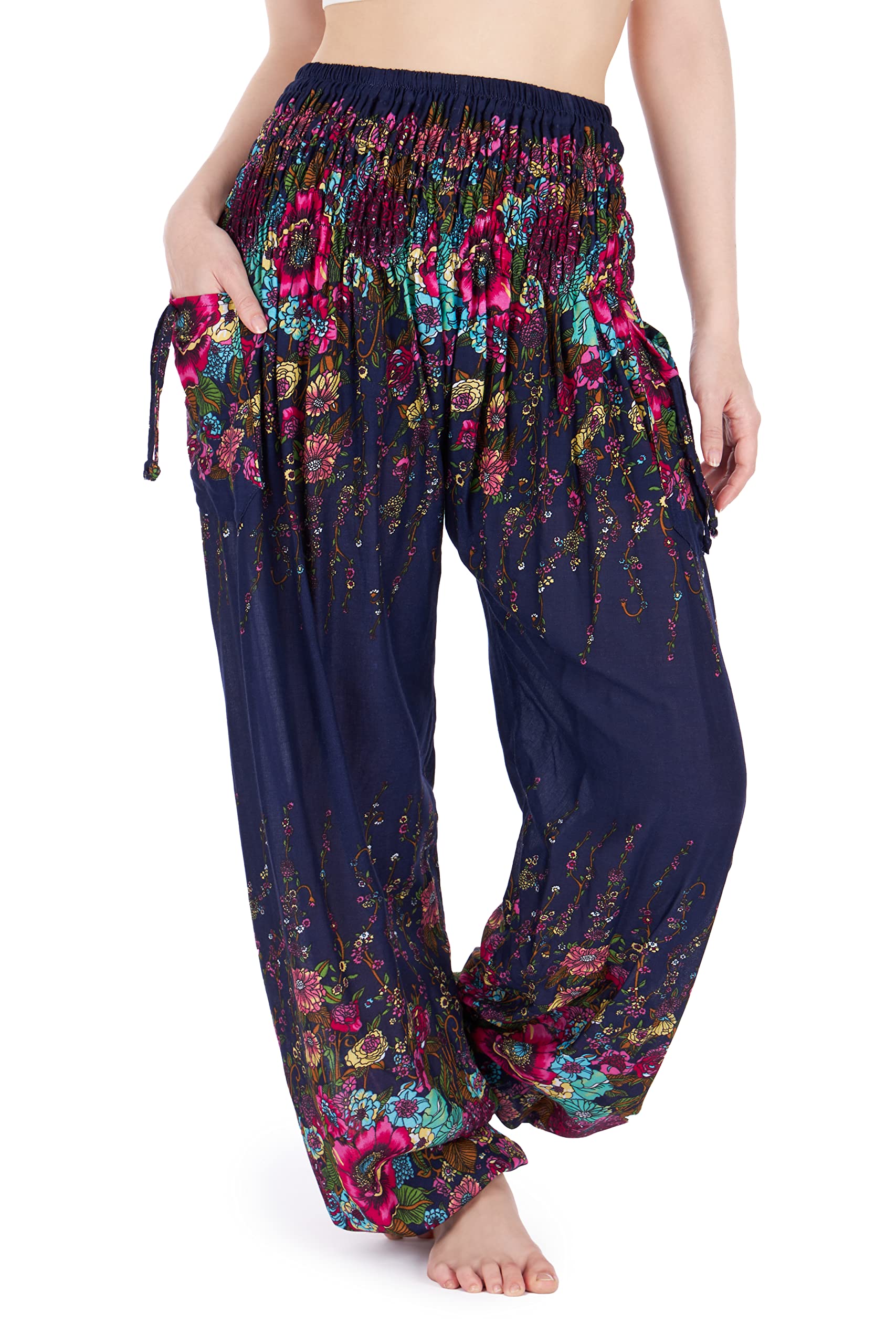 Lannaclothesdesign Harem Pants Women High Waist Bohemian Yoga Pants with Pockets - Boho Hippie Clothes