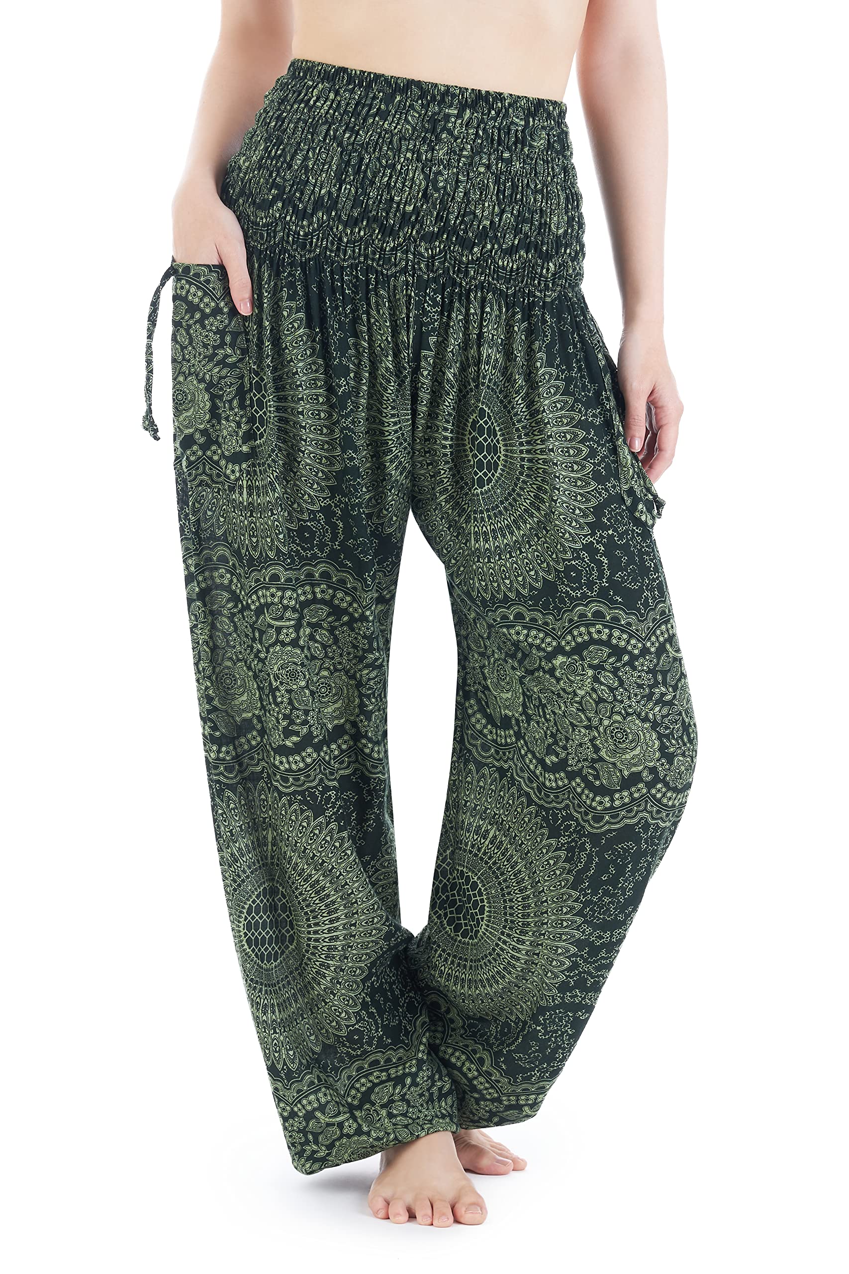 Lannaclothesdesign Harem Pants Women High Waist Bohemian Yoga Pants with Pockets - Boho Hippie Clothes