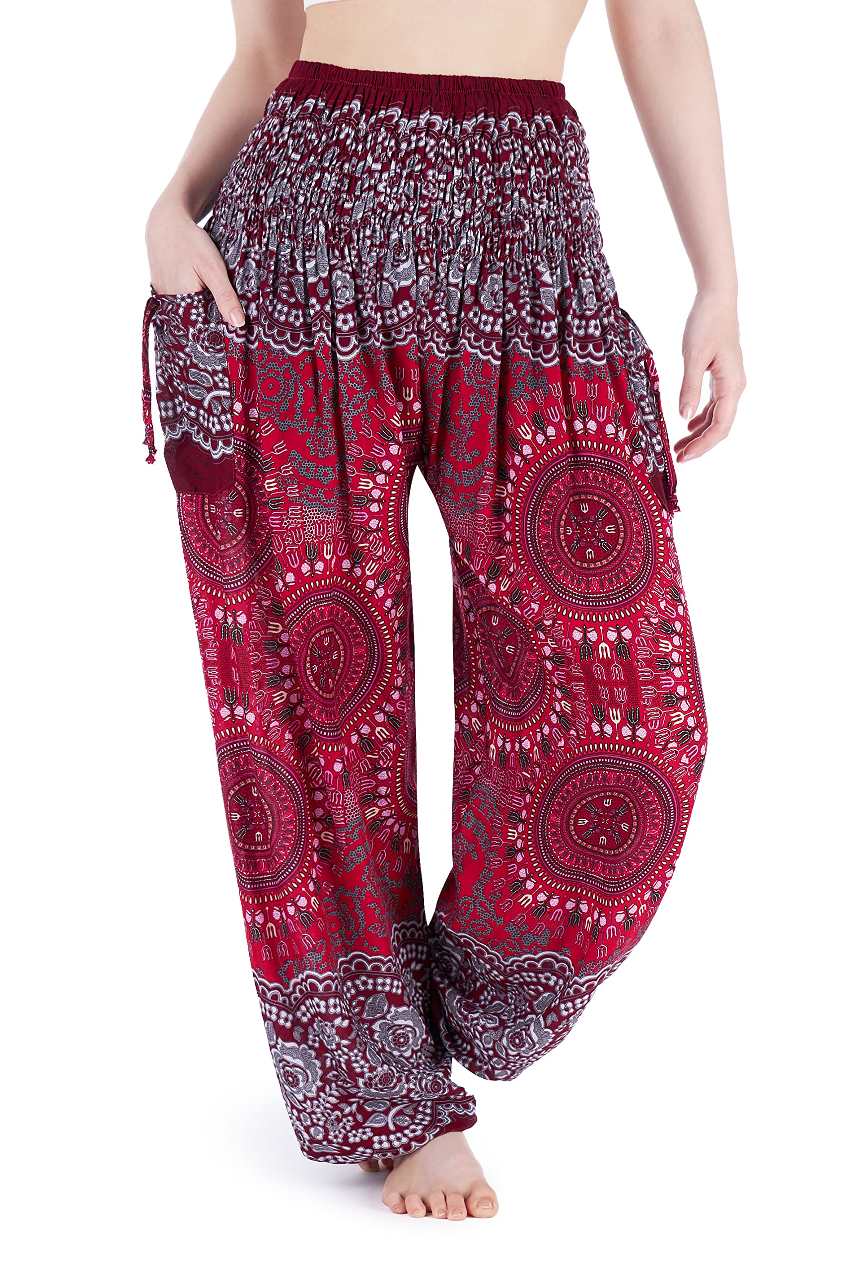 Lannaclothesdesign Harem Pants Women High Waist Bohemian Yoga Pants with Pockets - Boho Hippie Clothes