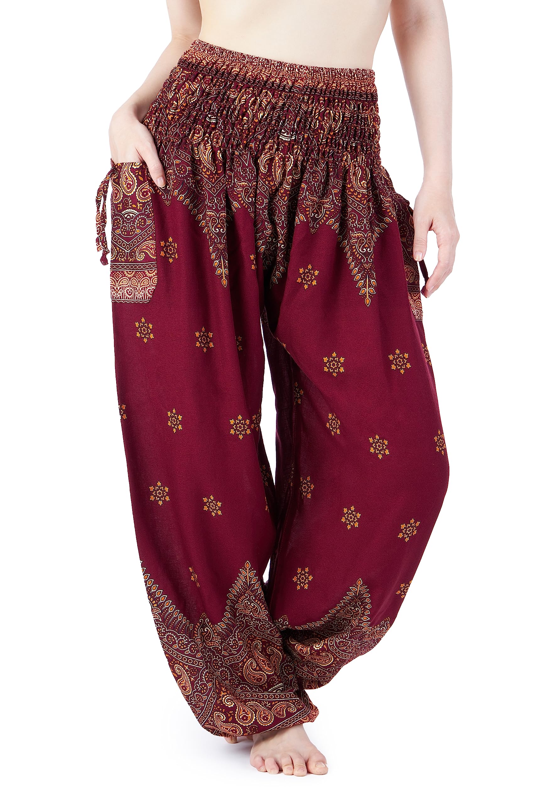 Lannaclothesdesign Harem Pants Women High Waist Bohemian Yoga Pants with Pockets - Boho Hippie Clothes