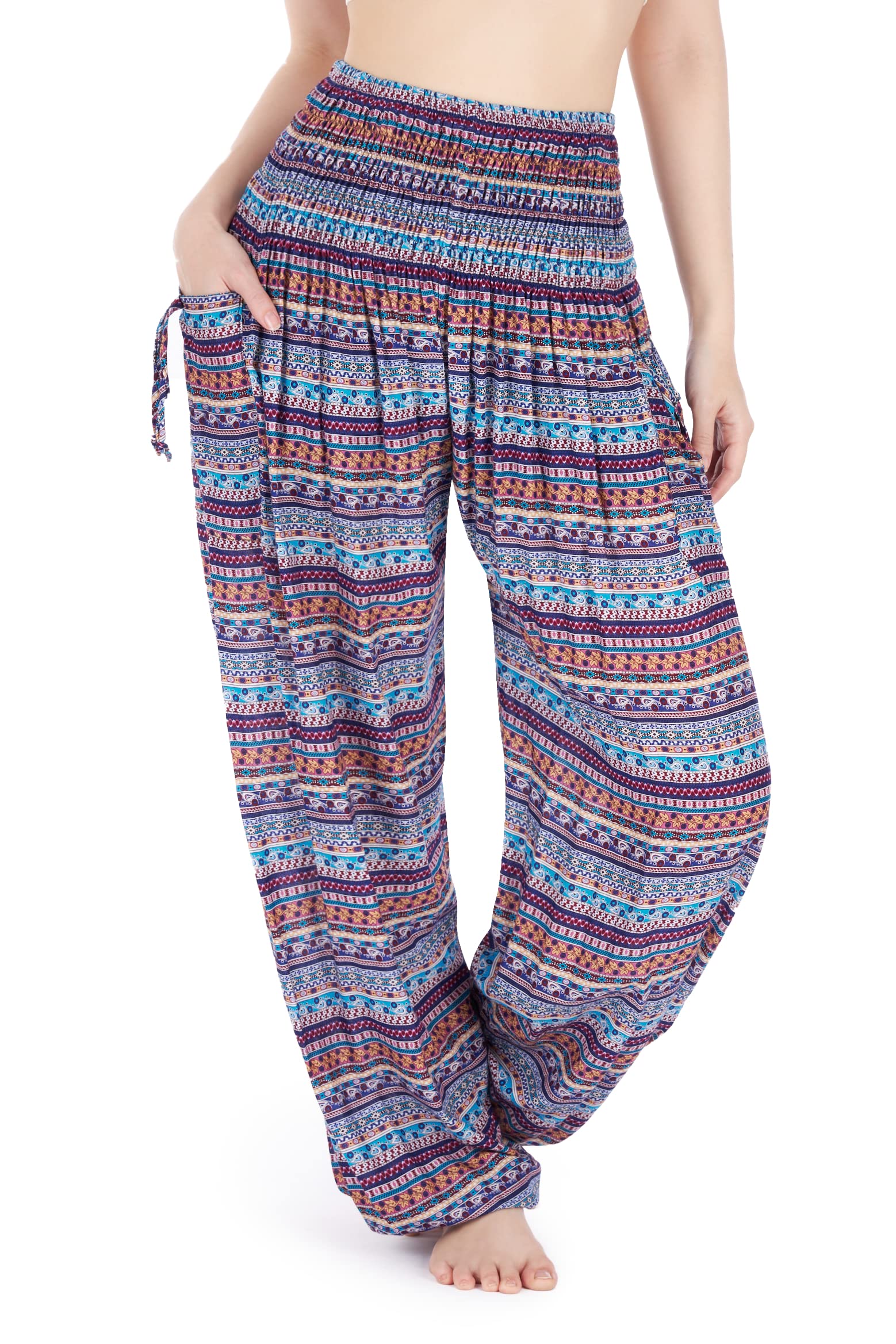 Lannaclothesdesign Harem Pants Women High Waist Bohemian Yoga Pants with Pockets - Boho Hippie Clothes