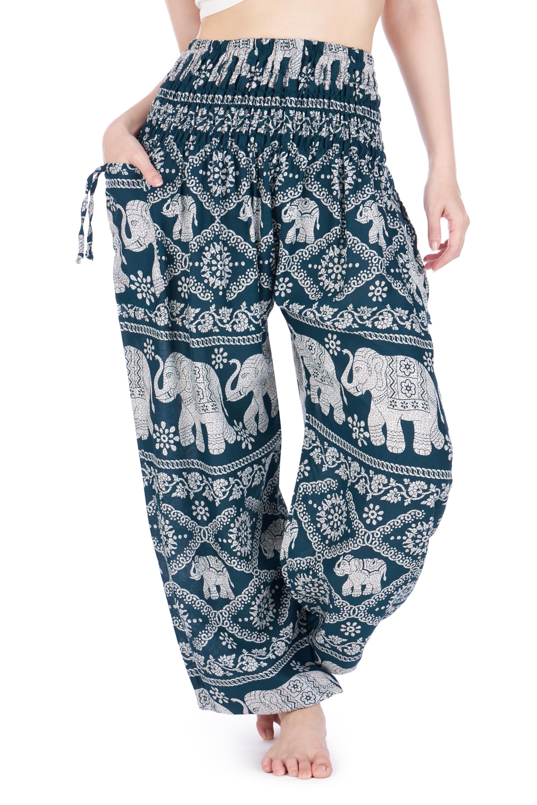 Lannaclothesdesign Harem Pants Women High Waist Bohemian Yoga Pants with Pockets - Boho Hippie Clothes