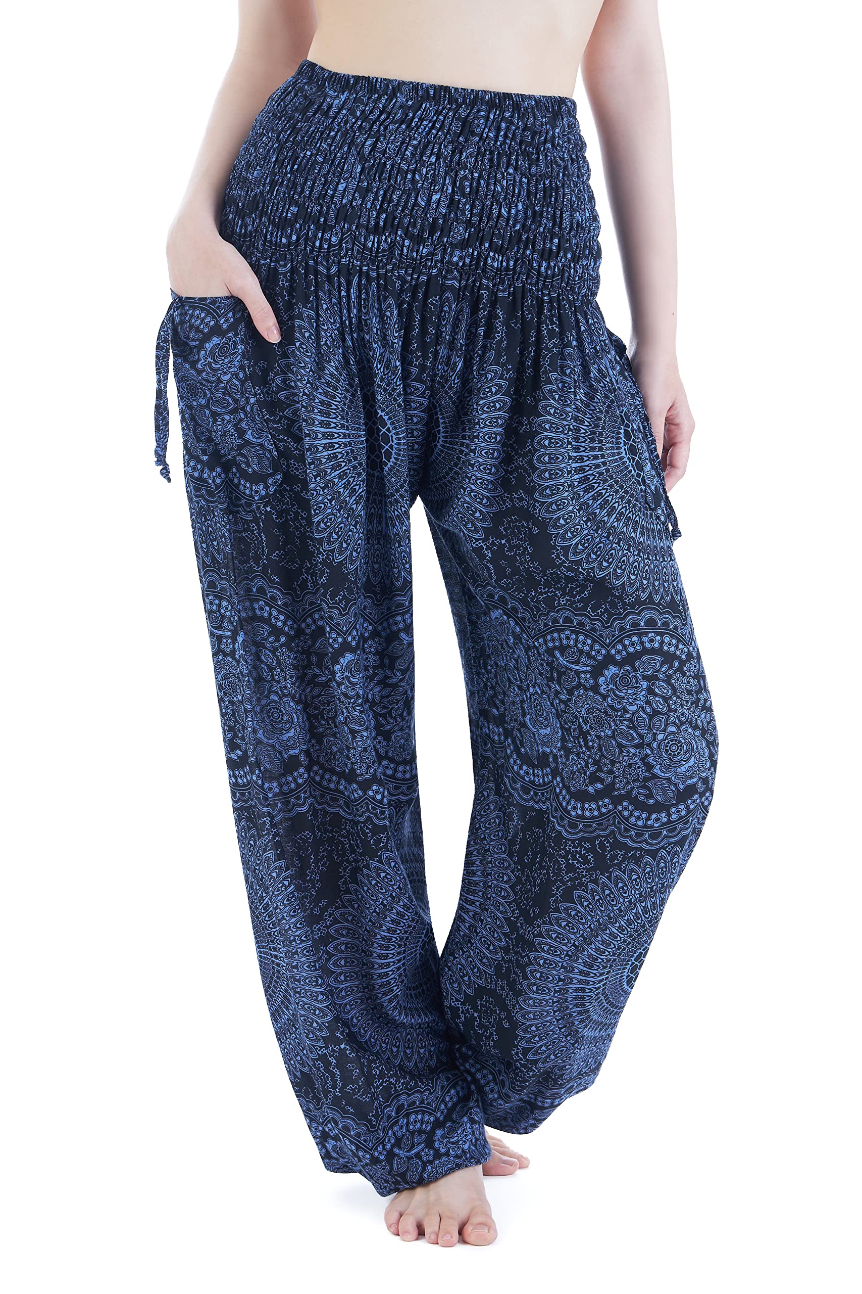 Lannaclothesdesign Harem Pants Women High Waist Bohemian Yoga Pants with Pockets - Boho Hippie Clothes