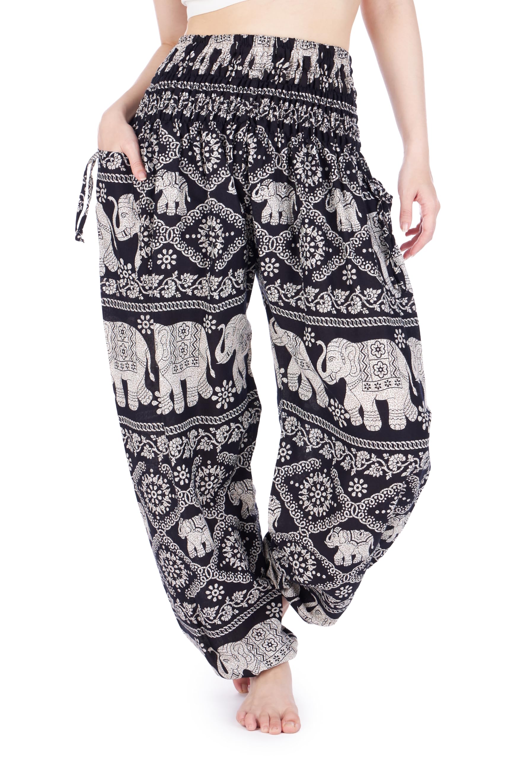Lannaclothesdesign Harem Pants Women High Waist Bohemian Yoga Pants with Pockets - Boho Hippie Clothes
